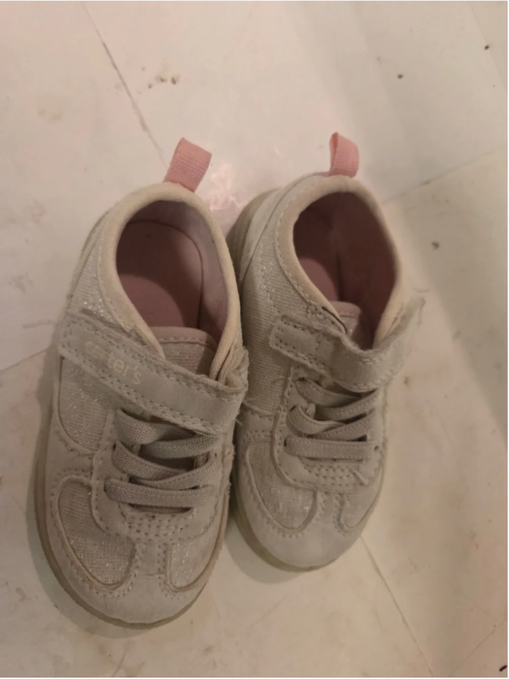 Baby Girl Carter's Beige and Pink Sneakers Size 6